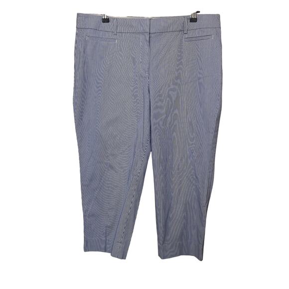 NWT Talbots Perfect Crop Pants Petite Size 16 P Blue White Stripe - Picture 1 of 6